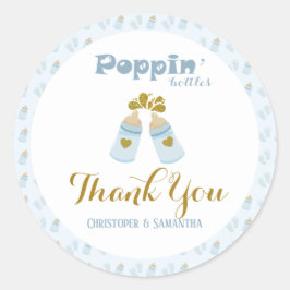 ブルーポップピンボトルボーイベビーシャワー ラウンドシール