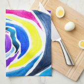 ブルーポップ・アートのアートバラ水彩画 キッチンタオル (四つ折り)