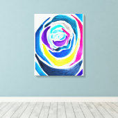 ブルーポップ・アートのアートバラ水彩画 キャンバスプリント (インサイチュ (ウッドフロア))