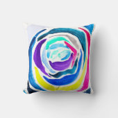 ブルーポップ・アートのアートバラ水彩画 クッション (正面)