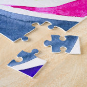 ブルーポップ・アートのアートバラ水彩画 ジグソーパズル (側面)