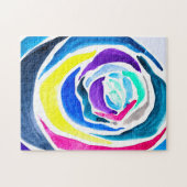 ブルーポップ・アートのアートバラ水彩画 ジグソーパズル (横)