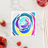 ブルーポップ・アートのアートバラ水彩画 スタンダードカクテルナプキン (インサイチュ)