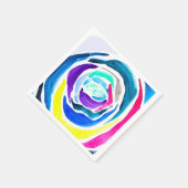 ブルーポップ・アートのアートバラ水彩画 スタンダードカクテルナプキン (角)