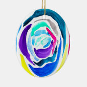 ブルーポップ・アートのアートバラ水彩画 セラミックオーナメント (右)