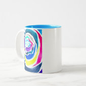 ブルーポップ・アートのアートバラ水彩画 ツートーンマグカップ (正面左)