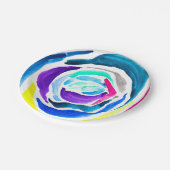 ブルーポップ・アートのアートバラ水彩画 ペーパープレート (アングル)