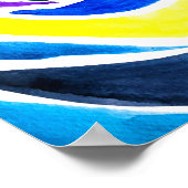 ブルーポップ・アートのアートバラ水彩画 ポスター (角)