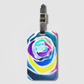 ブルーポップ・アートのアートバラ水彩画 ラゲッジタグ (正面縦)