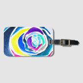 ブルーポップ・アートのアートバラ水彩画 ラゲッジタグ (正面横)