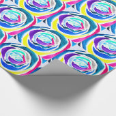 ブルーポップ・アートのアートバラ水彩画 ラッピングペーパー (角)