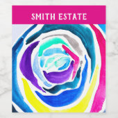 ブルーポップ・アートのアートバラ水彩画 ワインラベル (シングルラベル)