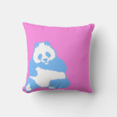 ブルーポップ・アートのパンダピンク装飾用クッション クッション (正面)