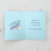 ブルーポニーの水彩絵の誕生日カード カード (内部)