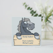 ブルーポニーチャイルドバースデーパーティーの招待 招待状 (スタンド正面)