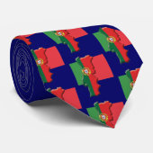 ブルーポパーソナライズされたルトガルフラッグモノグラムネックタイ ネクタイ (ロール)