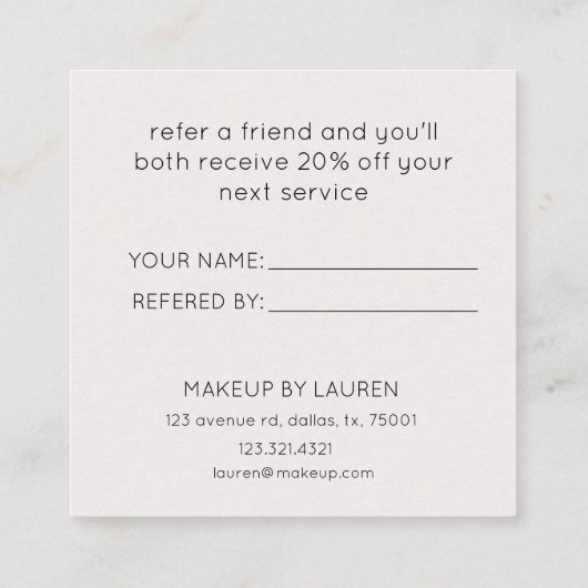 ブルーポピーフローラエレガントロイヤリティカード スクエア名刺 (裏面)