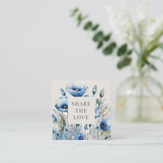 ブルーポピーフローラエレガントロイヤリティカード スクエア名刺 (スタンド正面)