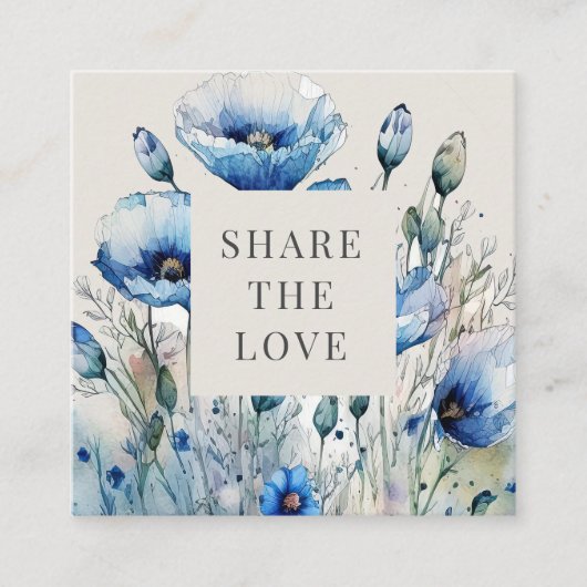 ブルーポピーフローラエレガントロイヤリティカード スクエア名刺 (正面)