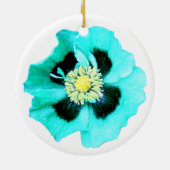 ブルーポピーラウンドオーナメントホワイト セラミックオーナメント (裏面)