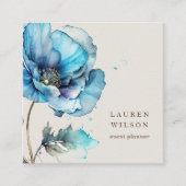 ブルーポピー花エレガント名刺 スクエア名刺 (正面)