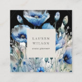 ブルーポピー花エレガント名刺 スクエア名刺 (正面)