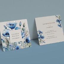 ブルーポピー花エレガント名刺