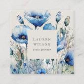 ブルーポピー花エレガント名刺 スクエア名刺 (正面)
