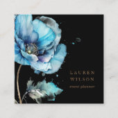 ブルーポピー花エレガント名刺 スクエア名刺 (正面)