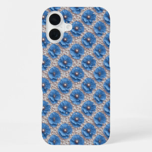 ブルーポピー華麗✨パールフラワーレガシー📱 iPhone 16 PLUSケース