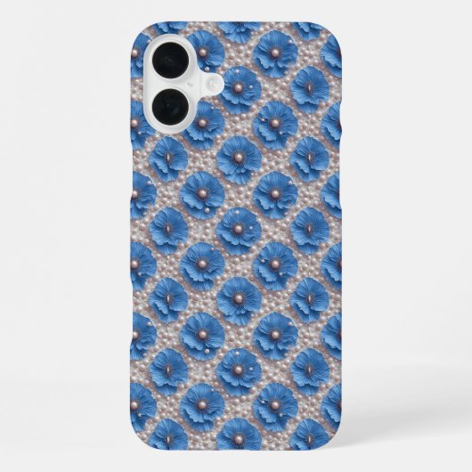 ブルーポピー華麗✨パールフラワーレガシー📱 iPhoneケース (裏面)