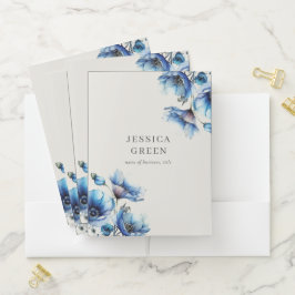 ブルーポピー フラワール エレガント ポケットフォルダー