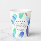 ブルーポプシクルパーソナライズされた子供の誕生日パーティー 紙コップ (裏面)