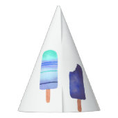 ブルーポプシクルパーソナライズされた子供の誕生日 パーティーハット (裏面)