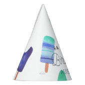 ブルーポプシクルパーソナライズされた子供の誕生日 パーティーハット (左)