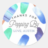 ブルーポプシクル子供の誕生日お願い ラウンドシール (正面)