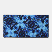 ブルーポリネシアンパターンのシェード デスクマット (正面)