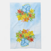 ブルーポルカドットレインブーツ紅葉 キッチンタオル (縦)