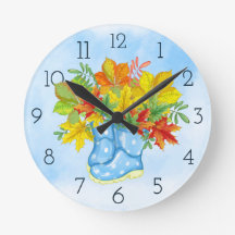 ブルーポルカドットレインブーツ紅葉