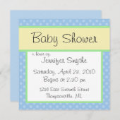 ブルーポルカドティベビーシャワー招待状 招待状 (正面/裏面)