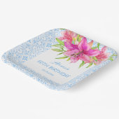 ブルーポルトガルアズレジョタイルリリー誕生日 ペーパープレート (傾斜あり)