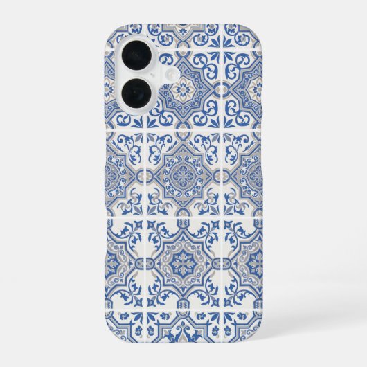 ブルーポルトガルタイル iPhone 16ケース (裏面)