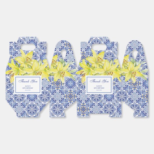 ブルーポルトガル語アズレジョイエローリリーありがとう フェイバーボックス (見開き)