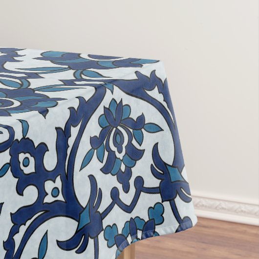 ブルーポルトガル語アズレホスフローラタイルパターン テーブルクロス (インサイチュ)