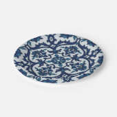 ブルーポルトガル語アズレホスフローラタイルパターン ペーパープレート (アングル)