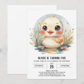 ブルーポンドアヒル誕生日 招待状 (正面/裏面)