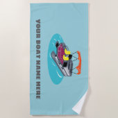 ブルーポンパーソナライズされたトゥーンボートビーチタオル ビーチタオル (正面)