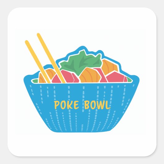 ブルーポークボウルのチョップスティックのシール スクエアシール (正面)