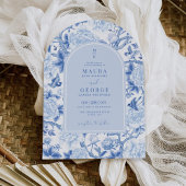 ブルーポーズチノワセリーフローラ庭園の結婚式 招待状