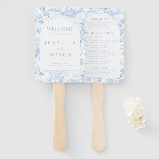 ブルーポーズチノワセリーフローラ結婚式 プログラム ハンドファン (正面&裏面)